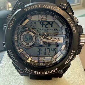 Black Dual Display Sport Watch for Men